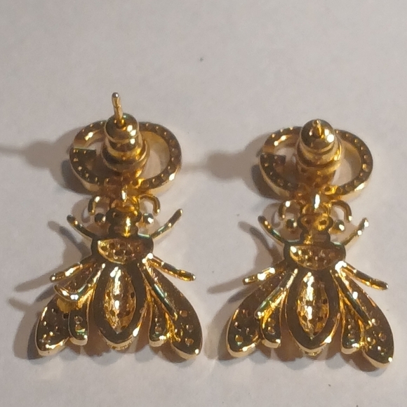 Authentic Vintage Gucci GG Logo Crystal Bee Earrings - Picture 7 of 16